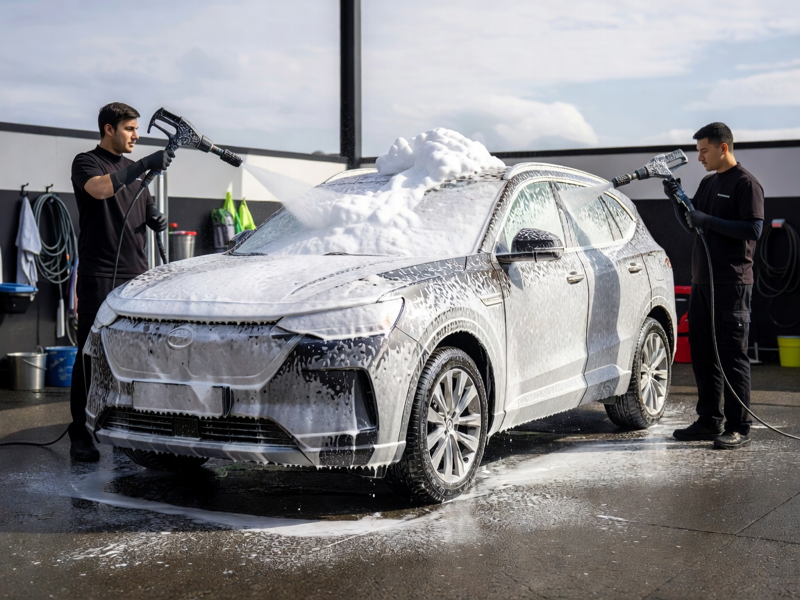Safe exterior foam washing process